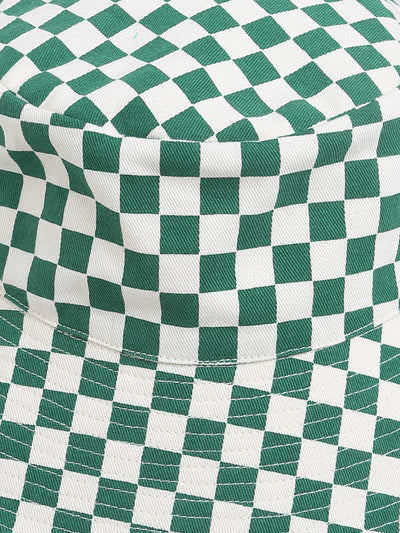 Green Squared Reversable Hat For Unisex Kids