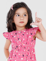 Heart Print Sleeveless Frill Jumpsuit Dress For Baby Girl & Kid girl