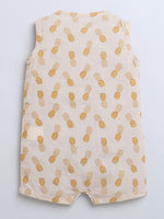 Pineapple Print Sleeveless Romper With Hat For Baby Boy.