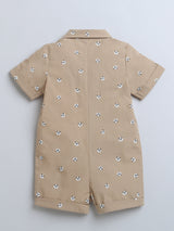Panda Printed HalfSleeve Romper With Hat For Baby Boy.
