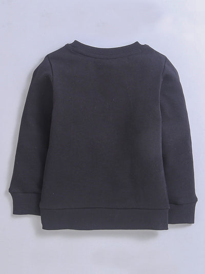 Nino Bambino 100 Organic Cotton Black Color Round Neck Long Sleeve Sweatshirt For Unisex Kids (Boy & Girls)