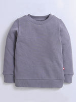 Nino Bambino 100 Organic Cotton Grey Color Round Neck Long Sleeve Sweatshirt For Unisex Kids (Boy & Girls)
