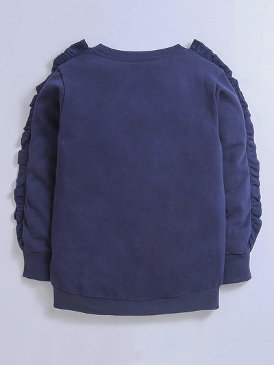 Long Sleeve Navy Blue Sweatshirt For Girls