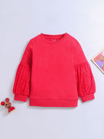 Nino Bambino Red Color Round Neck Long-Sleeve Sweatshirts For Girls