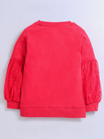 Red Color Round Neck Long-Sleeve Sweatshirts For Girls