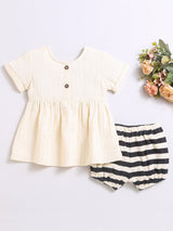 Nino Bambino 100% Organic Cotton Short Sleeve Dress With Bloomer For Baby Girls