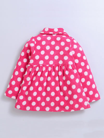 Anti-Pill Polyester Recycled Polar Fleece Long Sleeve Pink Color Winter Waist Coat For Baby Girls