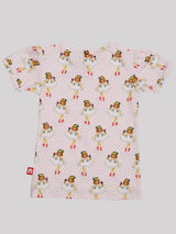 Nino Bambino 100% Cotton Round Neck Pink T-Shirt For Baby Girl's