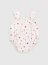 Nino Bambino 100% Oraganic Cotton Printed Sleeveless Half Romper With Hat For Baby Girl