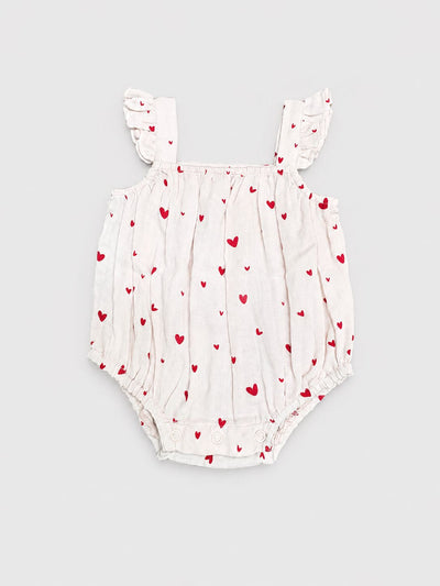 Nino Bambino 100% Oraganic Cotton Printed Sleeveless Half Romper With Hat For Baby Girl