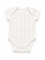 Nino Bambino 100% Oraganic Cotton Heart Print half Sleeves Bodysuit / Onesie For Baby Girl (Pack of 2)