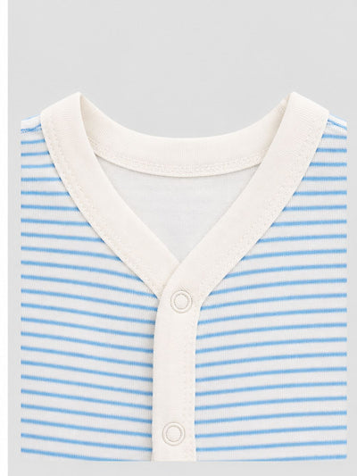 Nino Bambino 100% Organic Cotton White & Blue Print Essentials Set Pack Of 4 For Baby.