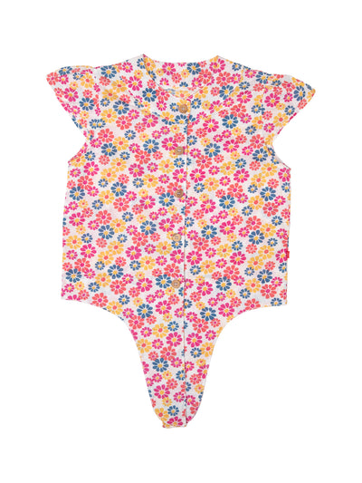 Nino Bambino 100% Organic Cotton Cap Sleeves Floral Print Tops For Baby Girls