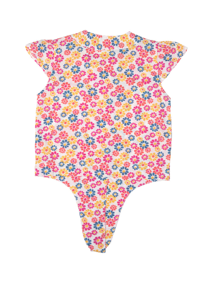 Nino Bambino 100% Organic Cotton Cap Sleeves Floral Print Tops For Baby Girls
