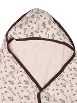 Nino Bambino 100% Organic Cotton Printed Hooded Blanket For Unisex Baby.