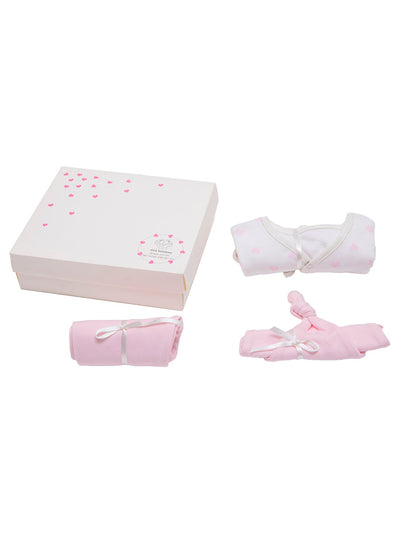Nino Bambino 100% Organic Cotton Essentials Gift Sets Pack Of 3 For Newborn Baby Girls