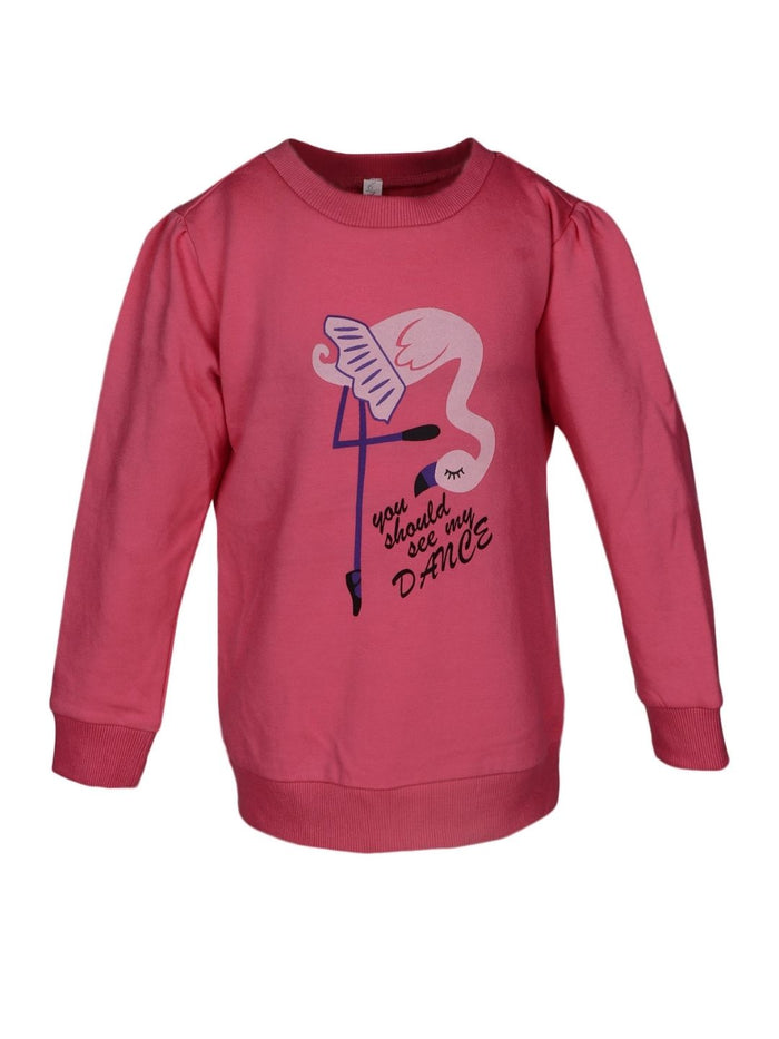 Nino Bambino 100% Organic Cotton Round Neck Full Sleeve Pink Sweatshirt For Baby Girls