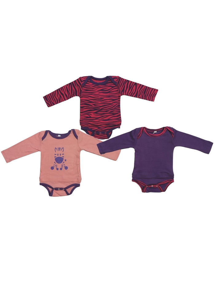 Nino Bambino 100% Organic Cotton Full Sleeves Multi-Color Assorted Pack of 2 Bodysuit For Unisex Baby