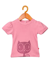 Nino Bambino 100% Cotton Round Neck Short Sleeve Pink T-Shirt For Baby Girls