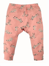 Nino Bambino 100% Organic Cotton Rabbite Print Pink Leggings For Baby Girls