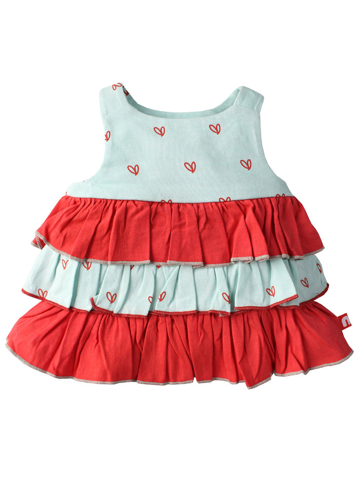 Nino Bambino 100% Organic Cotton Multi-Color Sleeveless Dress For Baby Girls