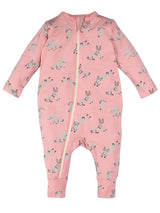 Nino Bambino 100% Organic Cotton Full Sleeve Pink Zipper Romper For Baby Girls