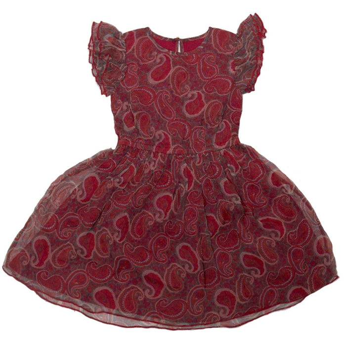 Nino Bambino 100% Organic Cotton Cap Sleeve Round Nack Red Frock Dress For Girls