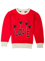 Nino Bambino 100% Organic Cotton Full-Sleeve Round Neck Red Sweatshirt For Girl