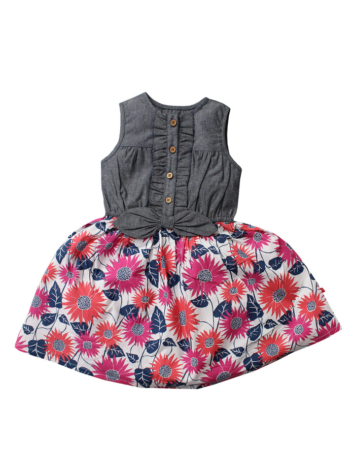 Nino Bambino 100% Organic Cotton Sleeveless Multicolour Dress for Baby Girl