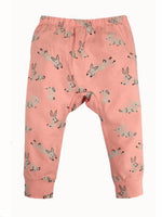 Nino Bambino 100% Organic Cotton Rabbite Print Pink Leggings For Baby Girls