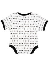 Nino Bambino 100% Organic Cotton Round Neck White Color Short Sleeves Arrow Print Bodysuit For Unisex Baby