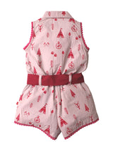 Nino Bambino 100% Pure Organic Cotton Sleeveless Multi-Color Girls Jumpsuit Dress With Ribbon Belt