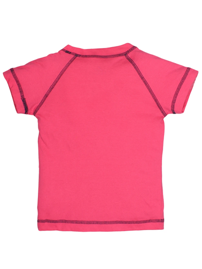 Nino Bambino 100% Pure Organic Cotton Half Sleeve Round Neck Applique Print Pink Color T-shirts for Baby Girls