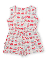Nino Bambino 100% Organic Cotton Ship, Wheal & Anchor Print Sleeve Less Jumpsuit For Baby Girls