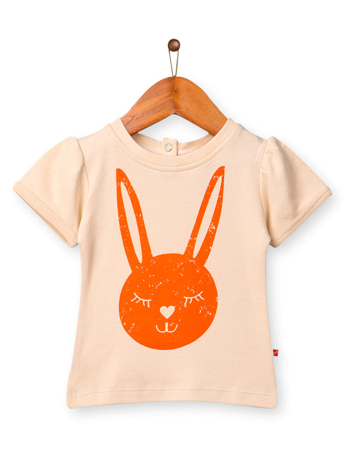Nino Bambino 100% Cotton Round Neck Lavendor Color T-Shirt For Baby Girl's