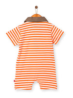 Nino Bambino 100% Organic Cotton Orange & White Color With Regular Collar Half Sleeve Romper for Baby Boys