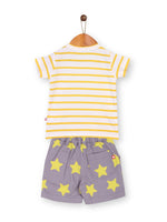 Nino Bambino 100% Organic Cotton Striped Round Neck T-Shirt & Shorts Set Top & Bottom Sets For Baby & Kid Boys