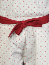 Nino Bambino 100% Pure Organic Cotton Sleeveless Printed Girls Jumpsuit Dress With Red Ribbon Belt