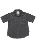 Nino Bambino 100% Organic Cotton Half Sleeve Black Denim Shirt For Baby Boy
