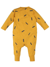 Nino Bambino 100% Organic Cotton Long Sleeves Mustard Color Full Zipper Romper For Unisex Baby