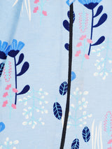 Nino Bambino 100% Organic Cotton Long Sleeve Blue Zipper Romper For Baby Girls