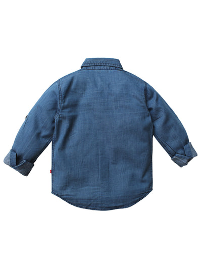 Nino Bambino 100% Organic Cotton Full Sleeve Blue Denim Shirts For Boy
