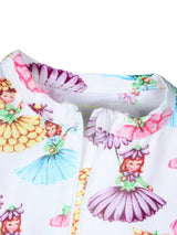 Nino Bambino 100% Organic Cotton Long Sleeve Multi-Color Full Zipper Romper For Baby Girls