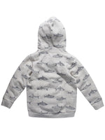 Nino Bambino 100% Organic Cotton Long Sleeve Shark Print Grey Hoodie For Unisex Kids