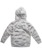 Nino Bambino 100% Organic Cotton Long Sleeve Shark Print Grey Hoodie For Unisex Kids