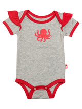 Nino Bambino 100% Organic Cotton Short Sleeves Round Nack Octopus Print Bodysuit Pack of 2 For Baby Girls