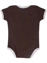 Nino Bambino 100% Organic Cotton Short Sleeve Lap Shoulder Brown Bodysuit For Baby Boy