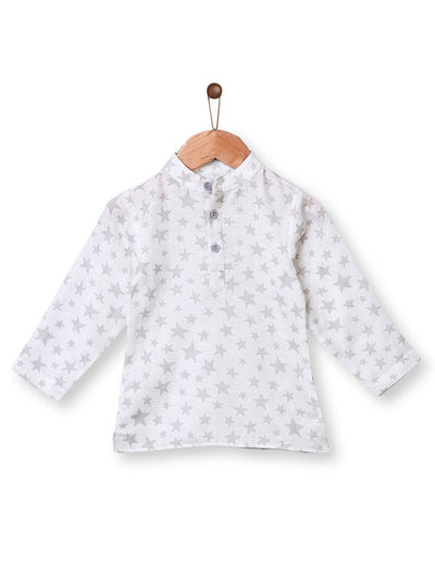 Nino Bambino 100% Organic Cotton Full Sleeve Star Print Kurta & Pajama Set For Baby Boy