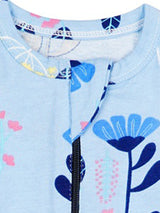 Nino Bambino 100% Organic Cotton Long Sleeve Blue Zipper Romper For Baby Girls