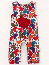 Nino Bambino 100% Organic Cotton Long Sleeve Red T-shirt & Heart Print Dungree Set For Baby Girls
